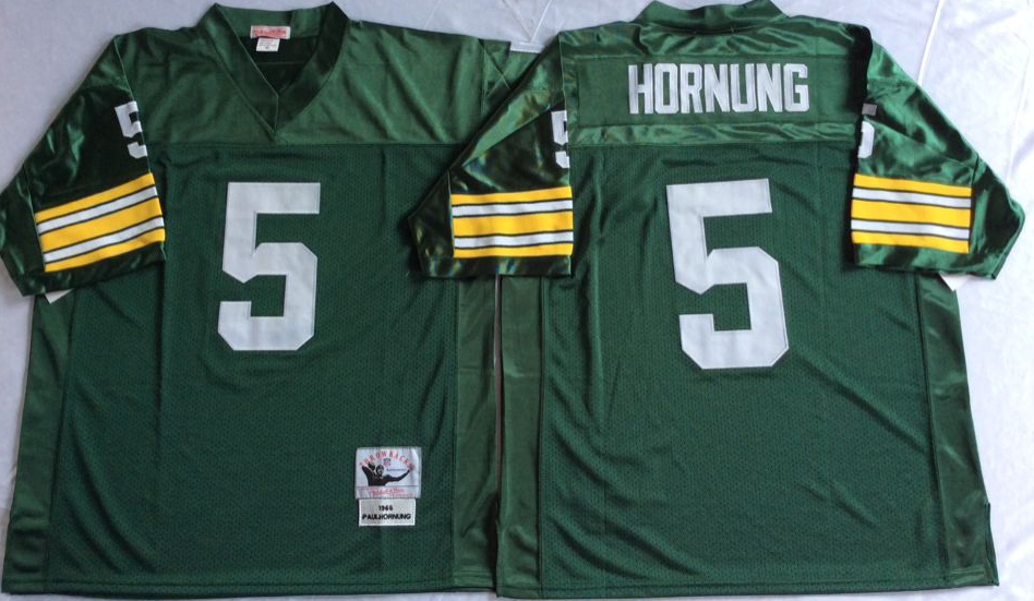Men NFL Green Bay Packers 5 Hornung green style #2 Mitchell Ness jerseys->green bay packers->NFL Jersey